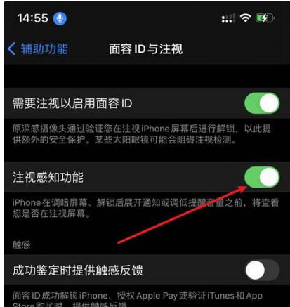 昌吉苹果14维修网点分享iPhone14注视感知功能有什么用 